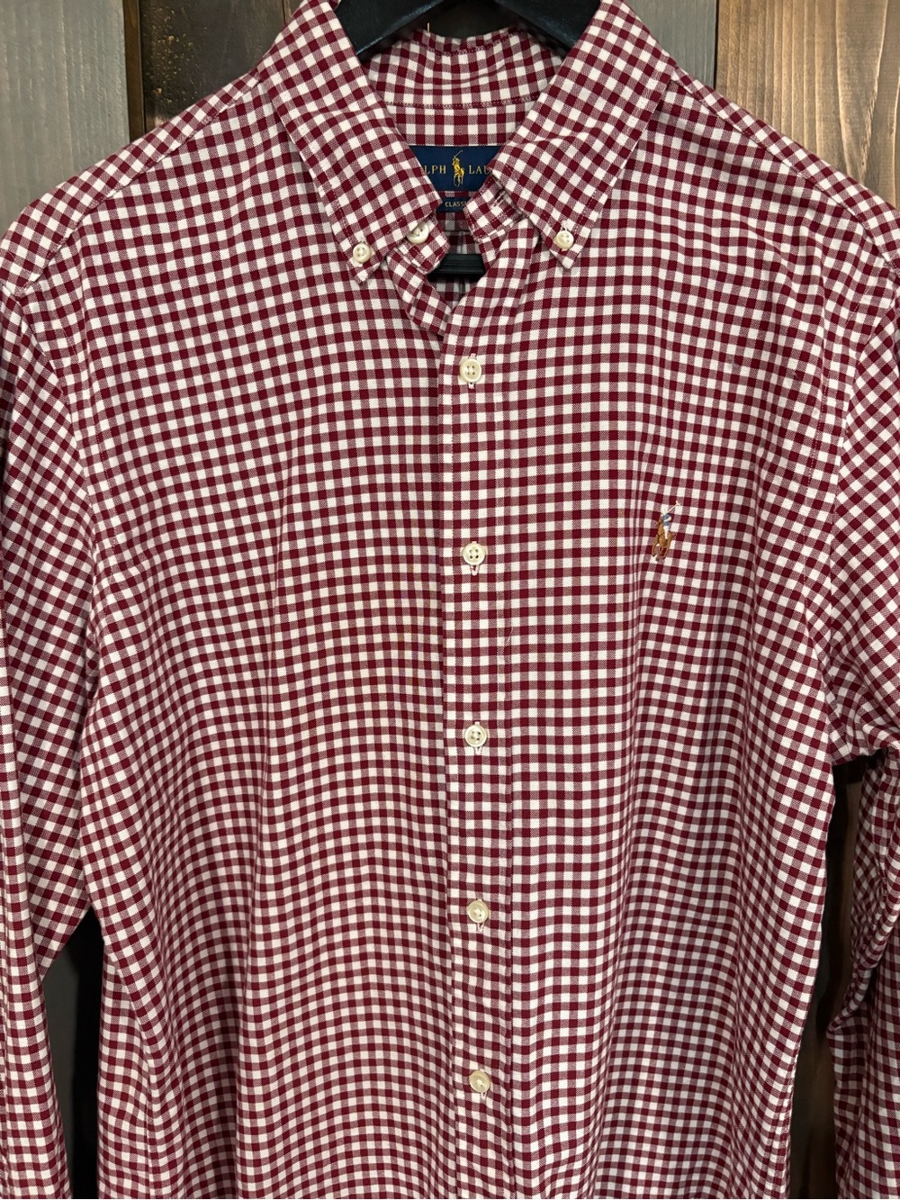 Ralph Lauren Men’s Red and White Gingham Button-Down Shirt
